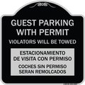 Signmission Guest Parking with Permit Violators Will Be Towed Estacionamento De Visita Con Permis, BS-1818-23927 A-DES-BS-1818-23927